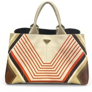 Prada Limited Edition Retro Stampada Geometric Canapa GM Tote